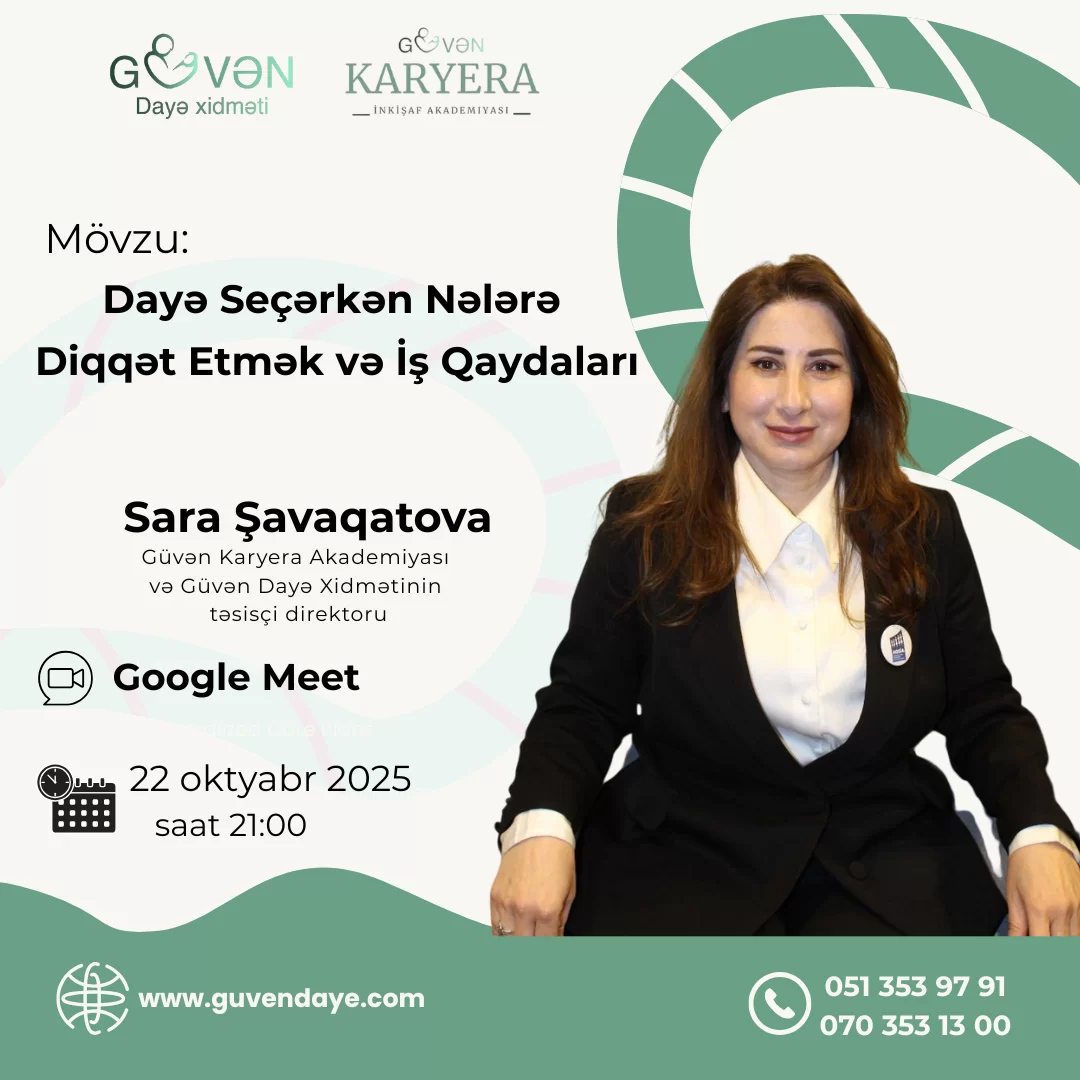 Etibarlı Dayə Seçimi və Valideyn Hüquqları – Sara Şavaqataova ilə Onlayn Təlim